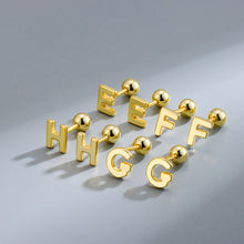Load image into Gallery viewer, S925 Sterling Silver Glossy 26 Letters Screw Pin Ear Studs
