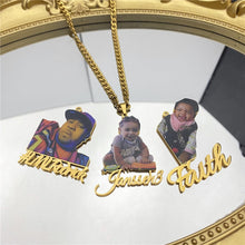 Load image into Gallery viewer, Frosted Portrait Photo Name Necklace Children
