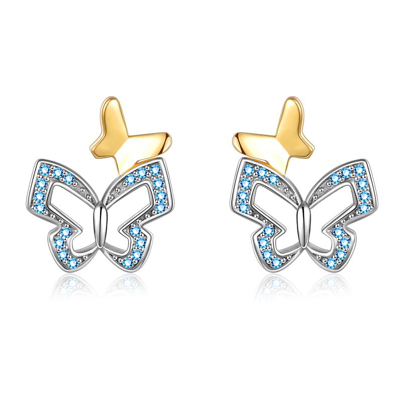 Sterling Silver Butterfly Earrings Hypoallergenic Stud Earring Anniversary Birthday Jewelry Gifts