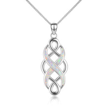 Load image into Gallery viewer, Sterling Silver Irish Celtic Knot Opal Pendant Necklace Infinity Love Necklace Gift for Her
