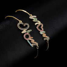 Load image into Gallery viewer, Gold Bracelet Personalized Color Zirconium MOM Jewelry Gift
