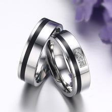 Load image into Gallery viewer, Titanium steel with three zircon couple rings
