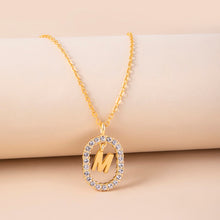 Load image into Gallery viewer, Crystal Letter Necklace Gold Name Initial Alphabet Oval Pendant Necklaces For Women
