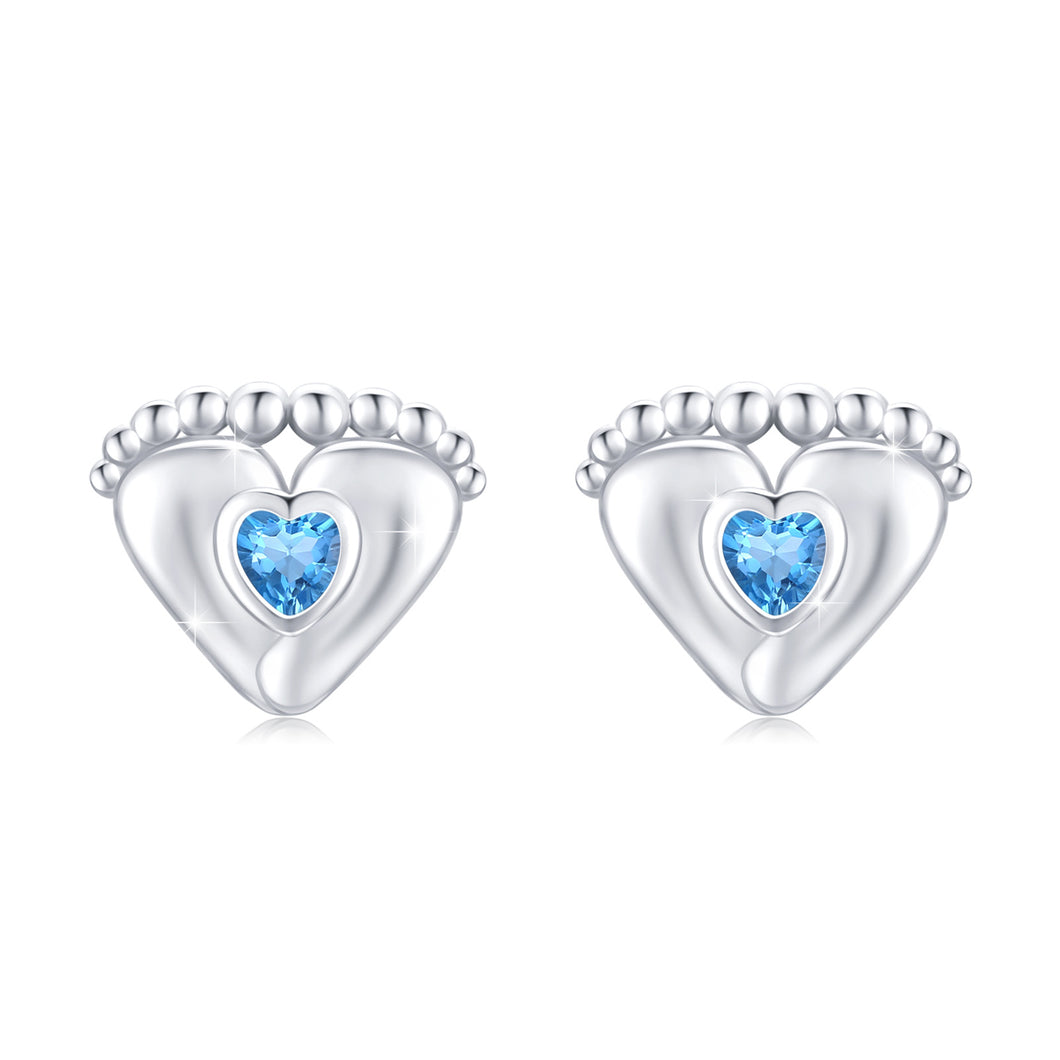 Baby Feet Earrings Birthstone Stud Earrings Baby Feet Footprint Earrings