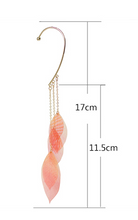 Load image into Gallery viewer, Yellow leaf leaf tassel earring earrings without pierced ears
