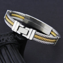 Load image into Gallery viewer, Men&#39;s Bracelet 3 Rows Wire Chain Bracelets Bangles Fashion Punk Stainless Steel Cross Bracelet Men Christian Men Jewelry
