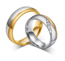 Load image into Gallery viewer, Romantic Wedding Rings For Lover Gold-Color Stainless Steel Couple Rings For Engagement Party Jewelry Wedding Bands
