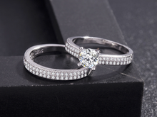 Load image into Gallery viewer, Topaz zircon wax inlaid platinum ring couple couple ring wedding engagement ring
