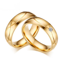 Load image into Gallery viewer, 18K stainless steel couple rings with zircon

