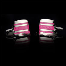 Load image into Gallery viewer, French Shirt Cufflinks Striped Enamel Cufflinks
