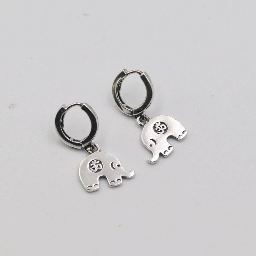 Sterling Silver Lucky Baby Elephant Earrings