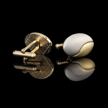 Load image into Gallery viewer, Electroplating Two-tone Men&#39;s Cufflinks Gold Brushed Cufflinks
