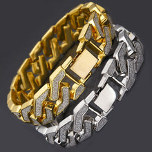 Load image into Gallery viewer, Rhinestone Cuban Bracelet Mens Hip Hop Star Glitter Geometric Shape Bracelet

