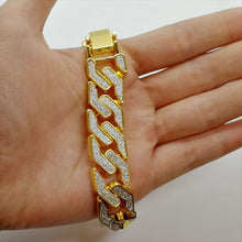 Load image into Gallery viewer, Rhinestone Cuban Bracelet Mens Hip Hop Star Glitter Geometric Shape Bracelet
