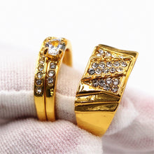 Load image into Gallery viewer, European And American Inlaid Zircon Gold Couple Rings
