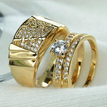 Load image into Gallery viewer, European And American Inlaid Zircon Gold Couple Rings
