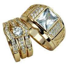 Load image into Gallery viewer, European And American Inlaid Zircon Gold Couple Rings
