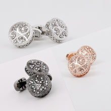 Load image into Gallery viewer, Men&#39;s Cufflinks Round Retro Pattern Diamond Metal Cufflinks
