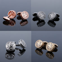 Load image into Gallery viewer, Men&#39;s Cufflinks Round Retro Pattern Diamond Metal Cufflinks
