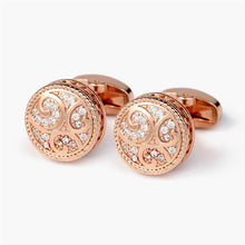 Load image into Gallery viewer, Men&#39;s Cufflinks Round Retro Pattern Diamond Metal Cufflinks
