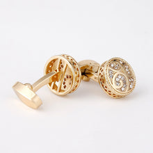 Load image into Gallery viewer, Men&#39;s Cufflinks Round Retro Pattern Diamond Metal Cufflinks
