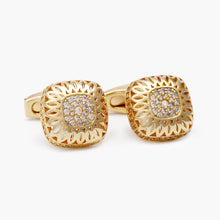 Load image into Gallery viewer, Men&#39;s Cufflinks Gold Hollow Diamond Square Copper Cufflinks
