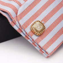 Load image into Gallery viewer, Men&#39;s Cufflinks Gold Hollow Diamond Square Copper Cufflinks
