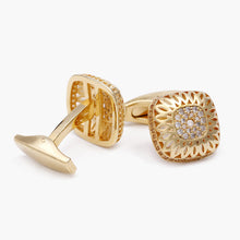 Load image into Gallery viewer, Men&#39;s Cufflinks Gold Hollow Diamond Square Copper Cufflinks
