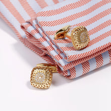 Load image into Gallery viewer, Men&#39;s Cufflinks Gold Hollow Diamond Square Copper Cufflinks
