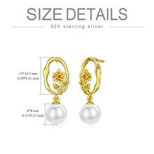 Load image into Gallery viewer, Pearl Dangle Earring 925 Sterling Silver Sunflower Stud Earring for Women Ladies Earrings Jewelry
