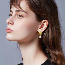 Load image into Gallery viewer, Pearl Dangle Earring 925 Sterling Silver Sunflower Stud Earring for Women Ladies Earrings Jewelry
