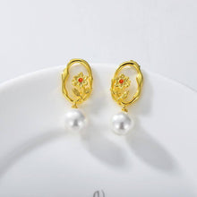 Load image into Gallery viewer, Pearl Dangle Earring 925 Sterling Silver Sunflower Stud Earring for Women Ladies Earrings Jewelry
