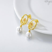 Load image into Gallery viewer, Pearl Dangle Earring 925 Sterling Silver Sunflower Stud Earring for Women Ladies Earrings Jewelry
