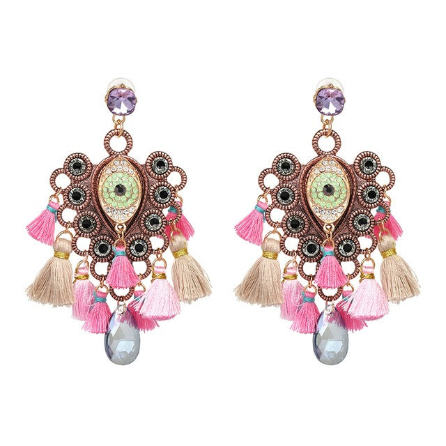 Boho Tassel African Earrings Jewelry Ethnic Crystal Earring
