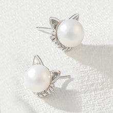 Load image into Gallery viewer, Wholesale Women Freshwater Cat Pendant 925 Sterling Silver Necklace And Earing Pearl Jewelry Sets
