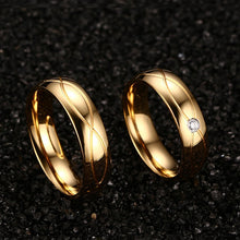 Load image into Gallery viewer, 18K stainless steel couple rings with zircon
