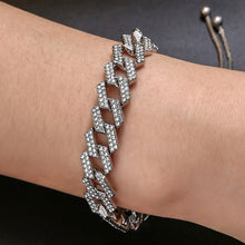 Load image into Gallery viewer, Hip Hop Unisex Trendy Thick Bracelets Exquisite Crystal Woman 3 Color Mental Figaro Bracelets Easy-wear Drawstring Man Jewelry
