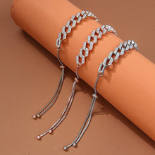 Load image into Gallery viewer, Hip Hop Unisex Trendy Thick Bracelets Exquisite Crystal Woman 3 Color Mental Figaro Bracelets Easy-wear Drawstring Man Jewelry
