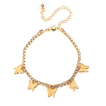 Load image into Gallery viewer, Rhinestone Anklets For Women Zirconia Butterfly Cuban Link Anklet Bracelet On Leg Chain Bohemia Jewelry Foot Accesories
