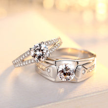 Load image into Gallery viewer, Diamond Romantic Couple Rings Men&#39;s Silver Plated Pair Rings
