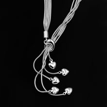 Load image into Gallery viewer, Silver Plated Necklace Five Snake Bone Heart Necklaces
