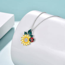 Load image into Gallery viewer, Sunflower Necklace S925 Sterling Silver Ladybug Pendant Necklace Jewelry Gifts for Girlfriend Mom

