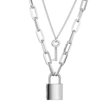 Load image into Gallery viewer, Padlock necklace key necklace
