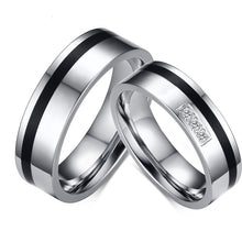 Load image into Gallery viewer, Titanium steel with three zircon couple rings
