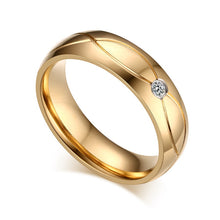 Load image into Gallery viewer, 18K stainless steel couple rings with zircon

