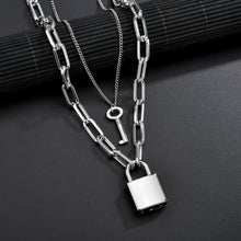 Load image into Gallery viewer, Padlock necklace key necklace

