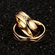 Load image into Gallery viewer, 18K stainless steel couple rings with zircon
