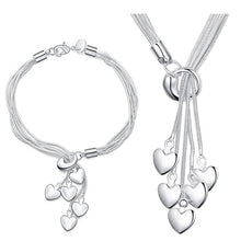Load image into Gallery viewer, Silver Plated Necklace Five Snake Bone Heart Necklaces
