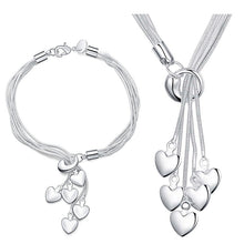 Load image into Gallery viewer, Silver Plated Necklace Five Snake Bone Heart Necklaces
