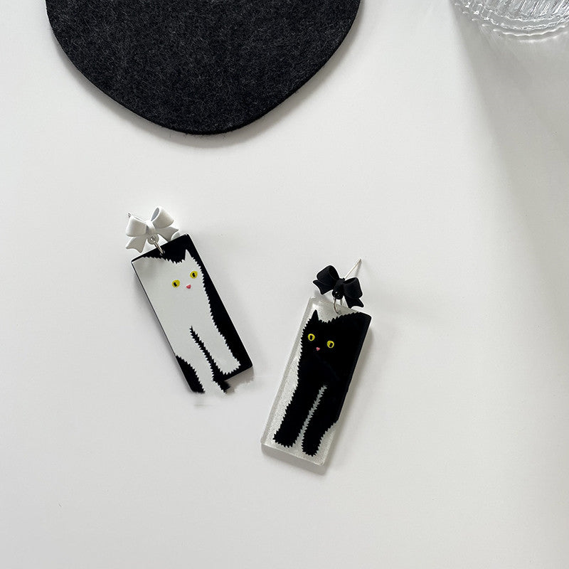 Peach Baby Asymmetric Cat Stud Earrings